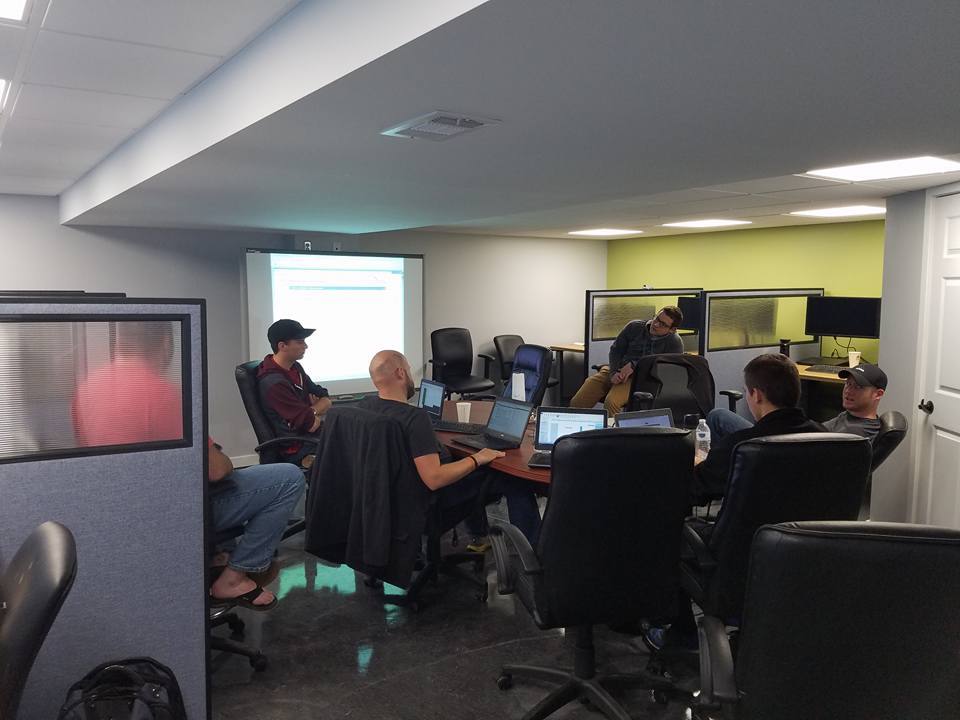 A Midwest IT team session in the Pell Lake shop